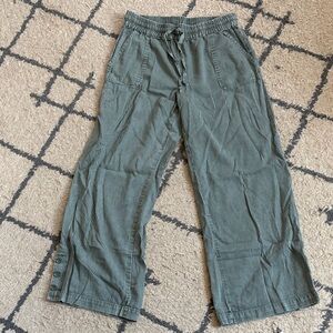Wide-Leg Olive Green Drawstring Joggers